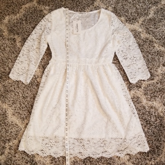 NWT HNNATTA White Lace Dress M - Picture 4 of 8